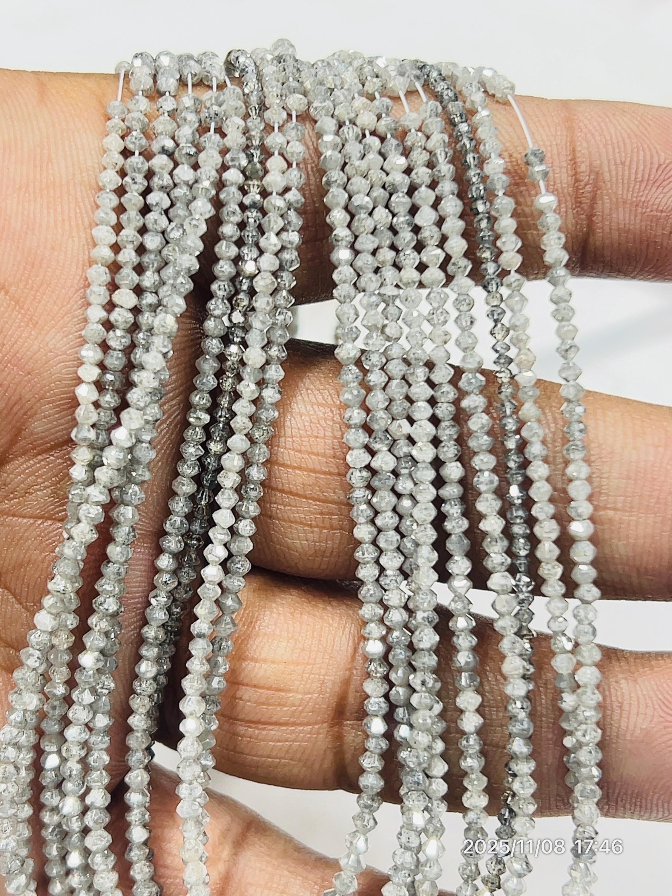 Faceted Diamond Rondelle Beads: 2mm Aaa Off-white Faceted Diamond Rondelle Beads: 2mm Aaa Off-white