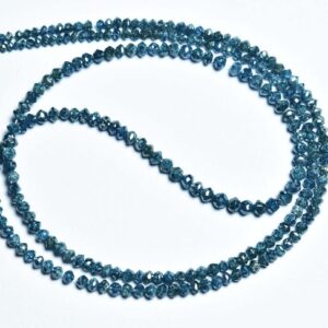Superb Natural Blue Diamond Rondelle Beads - Amazing Sparkling Faceted Blue Diamond Conflict Free Beads - Size Is 1.5 -2.5mm#2023