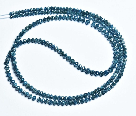 Superb Natural Blue Diamond Rondelle Beads - Amazing Sparkling Faceted Blue Diamond Conflict Free Beads - Size Is 1.5 -2.5mm#2023