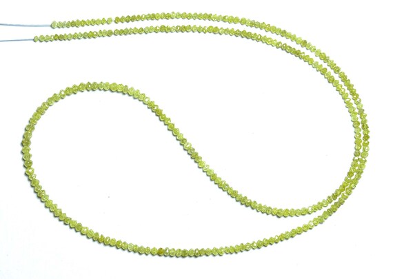 Superb Natural Yellow Diamond Rondelle Beads - 15 Inches- Sparkling Faceted Yellow Diamond Conflict Free Beads - Size Is 1.5 -2.2mm#2024