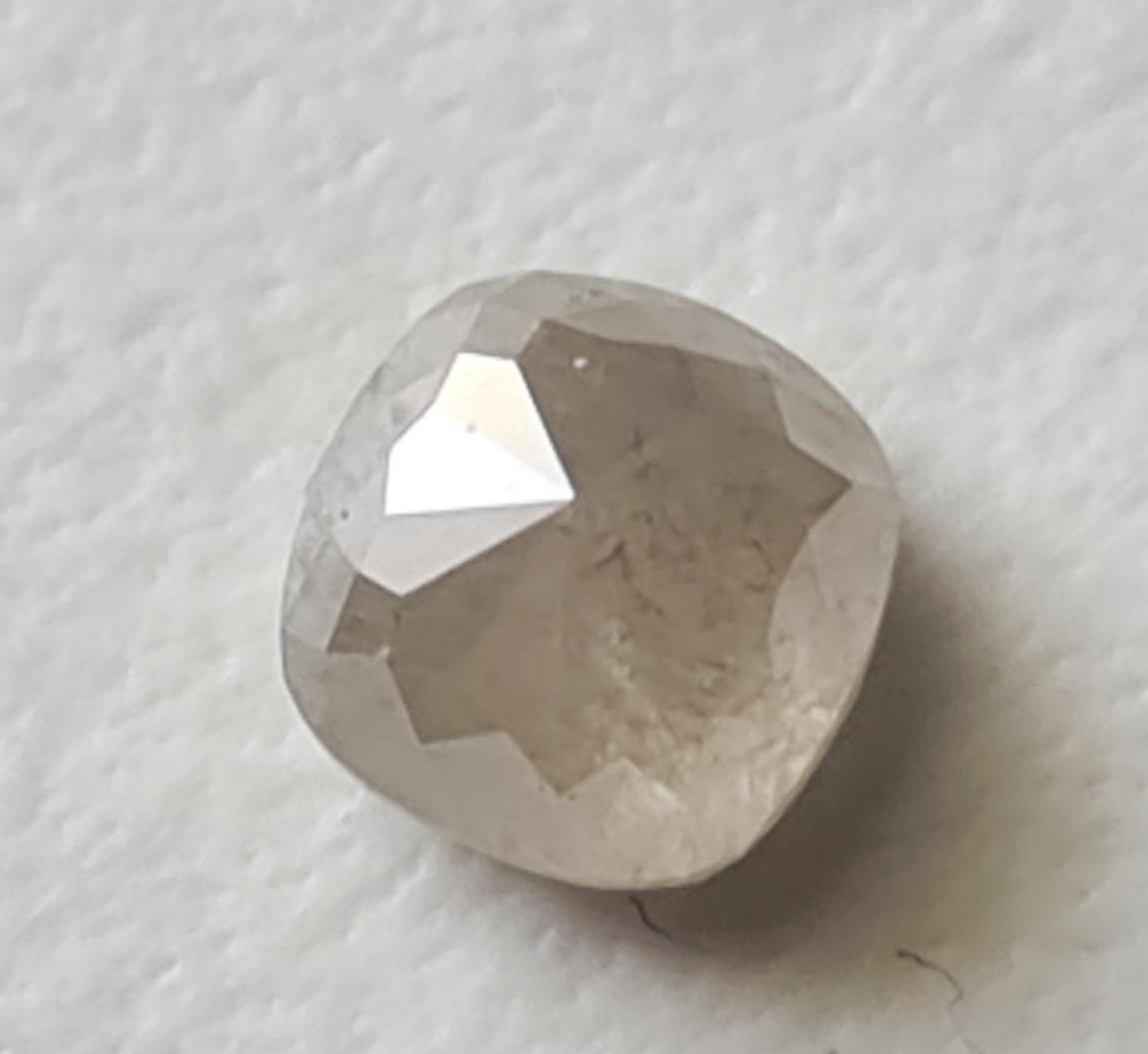 White Gray Cushion Shape Diamond, Natural 0.70 Cts Flat Back Faceted White Gray Diamond, 4.9x4.8mm Rose Cut Diamond For Wedding Rings-pdd124