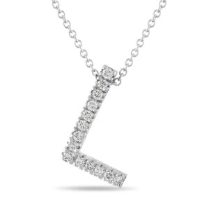 Diamond Initial Pendant: 14k Gold Letter Necklace, Handmade 0.25 Carat
