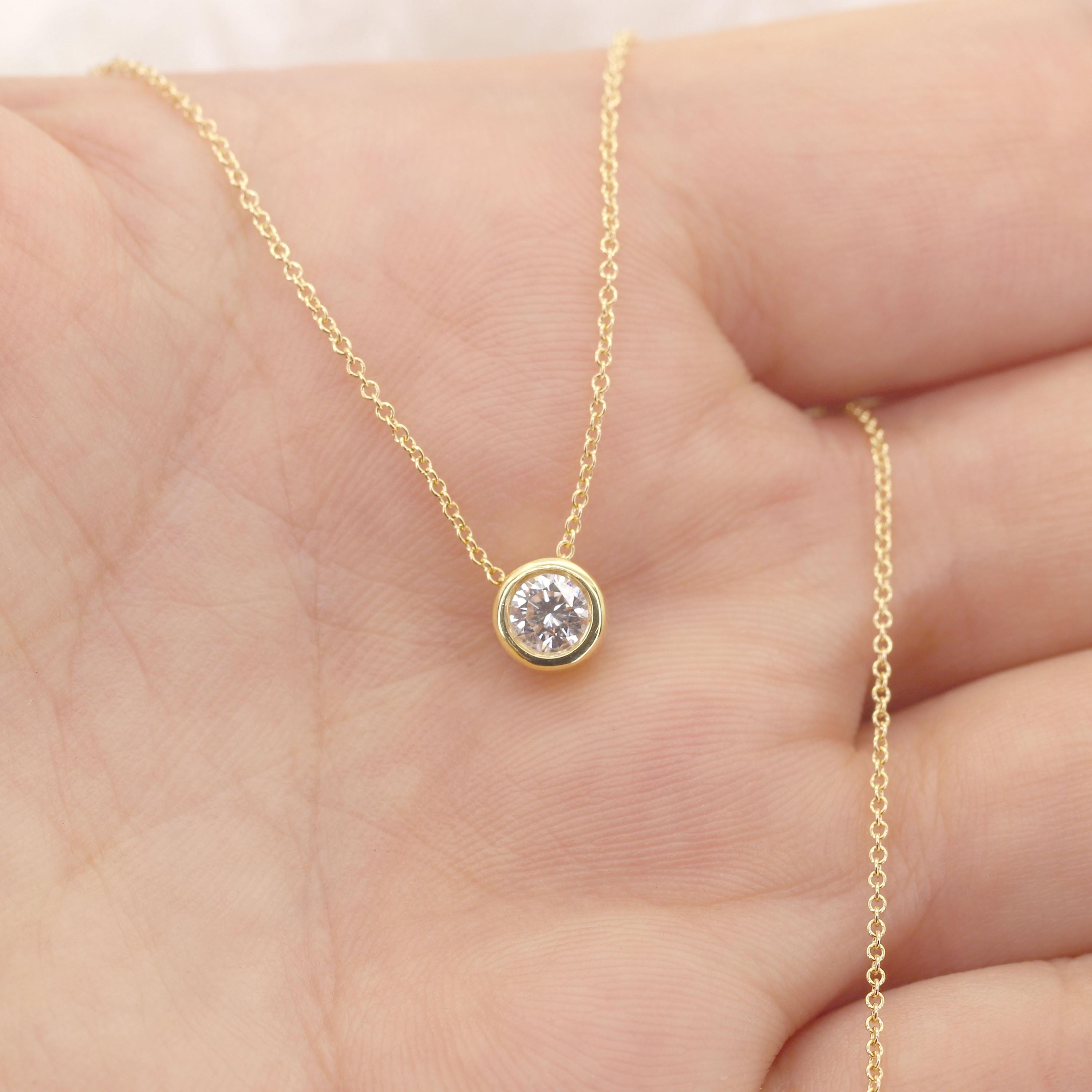 0.20ct Lab Grown Diamond Necklace. 14k Gold Bezel Solitaire Necklace. Dainty Necklace 0.20ct Lab Grown Diamond Necklace. 14k Gold Bezel Solitaire Necklace. Dainty Necklace