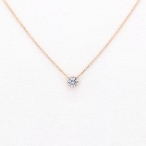 0.3ct Lab Grown Diamond Necklace: 14k Gold Bezel Solitaire. Dainty Necklace