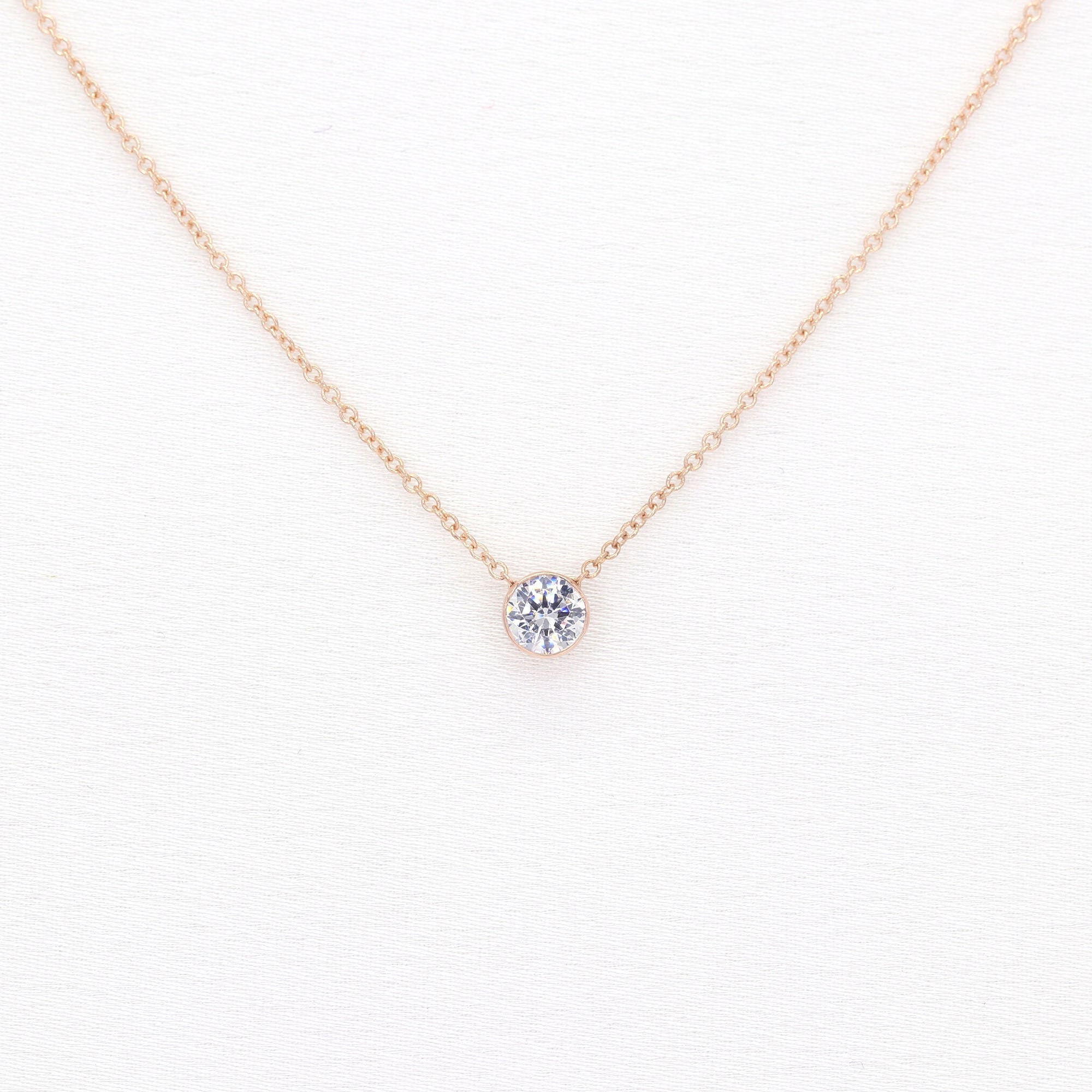 0.3ct Lab Grown Diamond Necklace: 14k Gold Bezel Solitaire. Dainty Necklace 0.3ct Lab Grown Diamond Necklace: 14k Gold Bezel Solitaire. Dainty Necklace