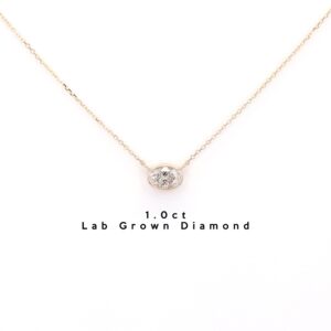 1.0ct Oval Lab Grown Diamond Necklace: 14k Solid Gold Bezel Solitaire. Dainty Necklace. Wedding Necklace