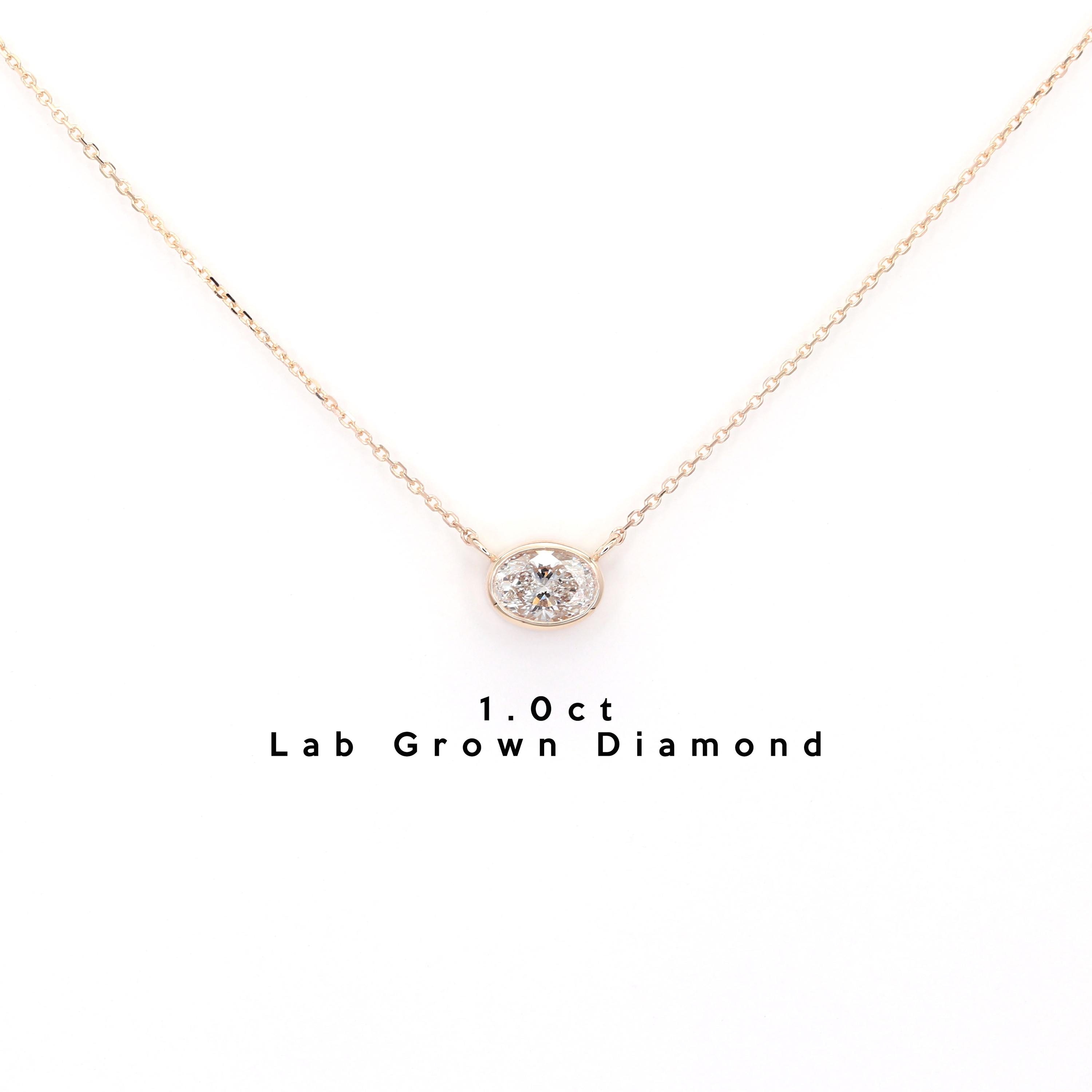 1.0ct Oval Lab Grown Diamond Necklace: 14k Solid Gold Bezel Solitaire. Dainty Necklace. Wedding Necklace 1.0ct Oval Lab Grown Diamond Necklace: 14k Solid Gold Bezel Solitaire. Dainty Necklace. Wedding Necklace