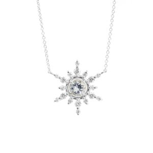 14K Diamond Snowflake Necklace / Diamond Necklace / White Gold / Necklace for Women / Simple Diamond Necklace