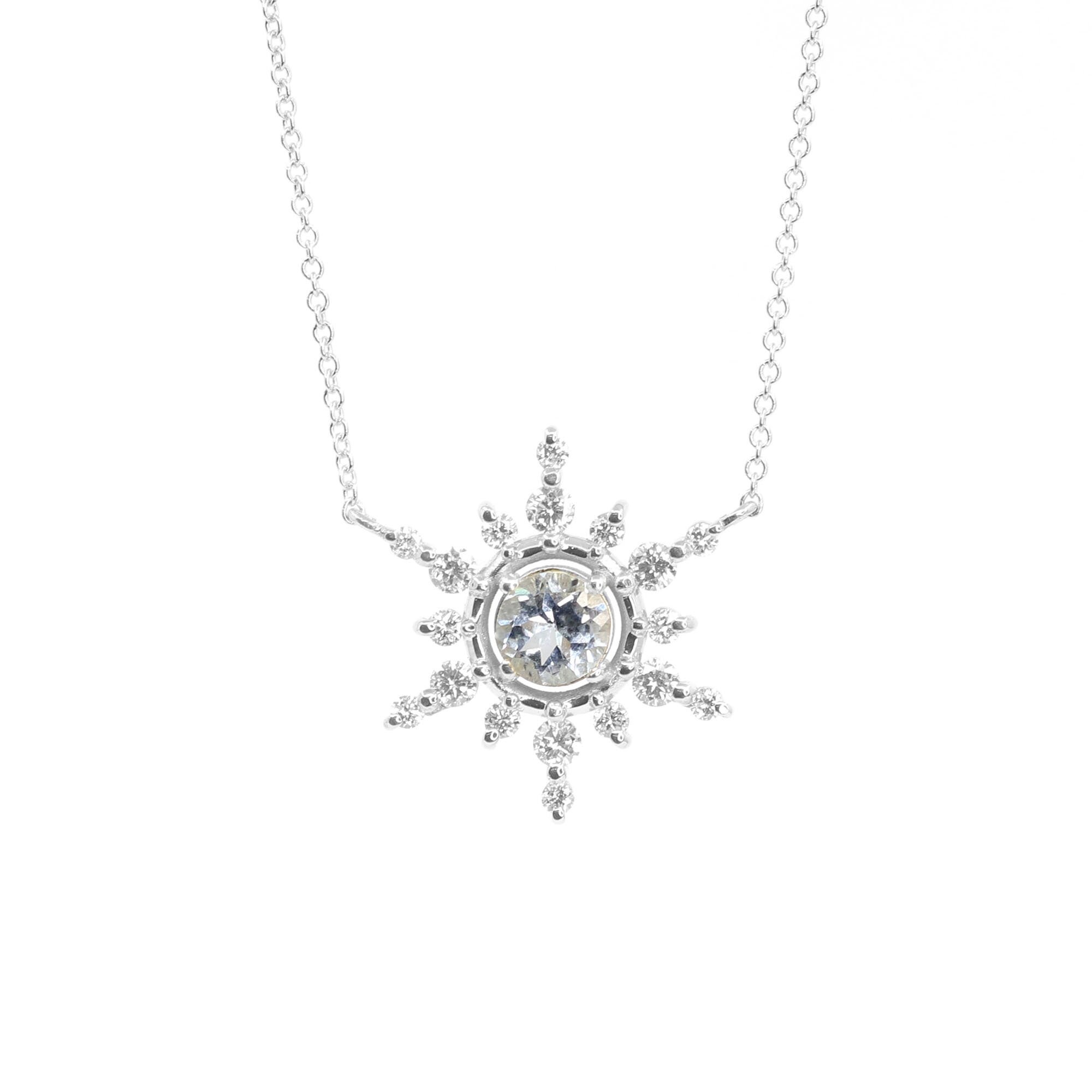 14k Diamond Snowflake Necklace / Diamond Necklace / White Gold / Necklace For Women / Simple Diamond Necklace