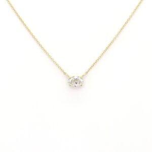 14k Solid Gold 0.50ct Lab Grown Diamond Necklace: 14k Gold Oval Solitaire