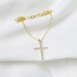 9 Carat Gold Diamond Cross Necklace: Religious Jewelry Gift
