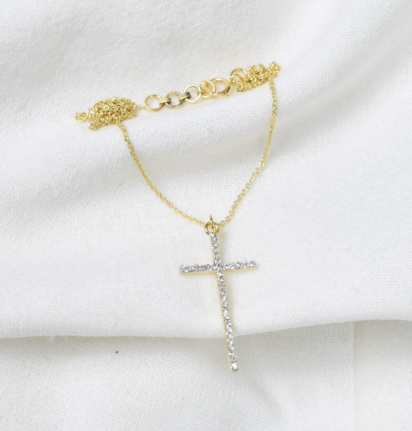 9 Carat Gold Diamond Cross Necklace: Religious Jewelry Gift