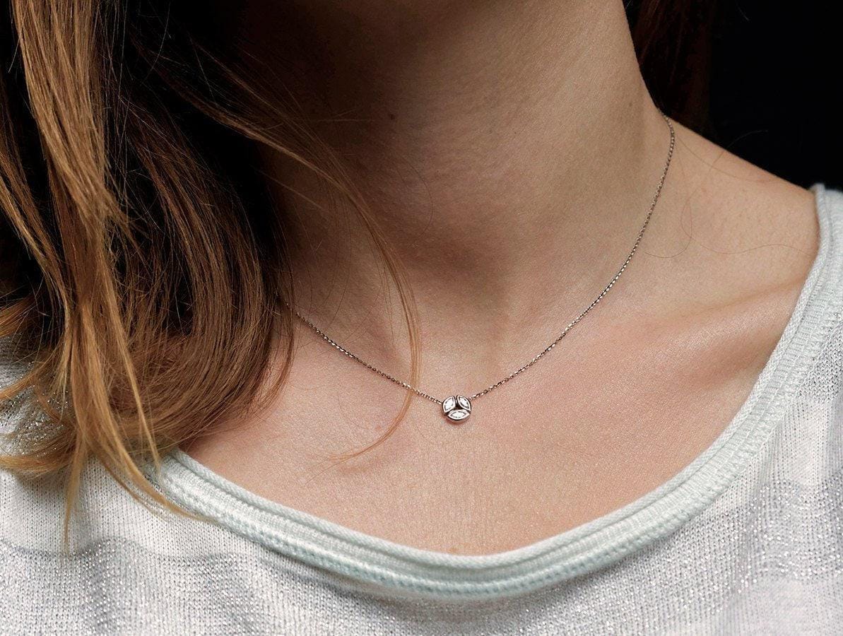 Marquise Diamond Necklace In 14k Or 18k Solid Gold, Cluster Necklace For Women Marquise Diamond Necklace In 14k Or 18k Solid Gold, Cluster Necklace For Women