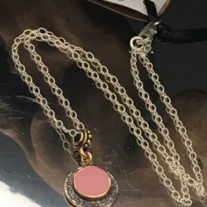 Pale Pink Druzy And Diamond Necklace