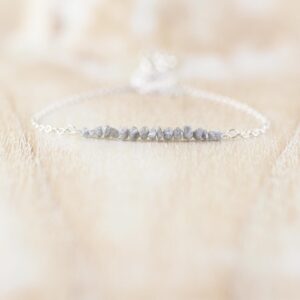 Raw Diamond Bar Necklace In 925 Sterling Silver, Gold Or Rose Gold Filled, Dainty Rough Gemstone Choker, Delicate Layering Jewelry For Women