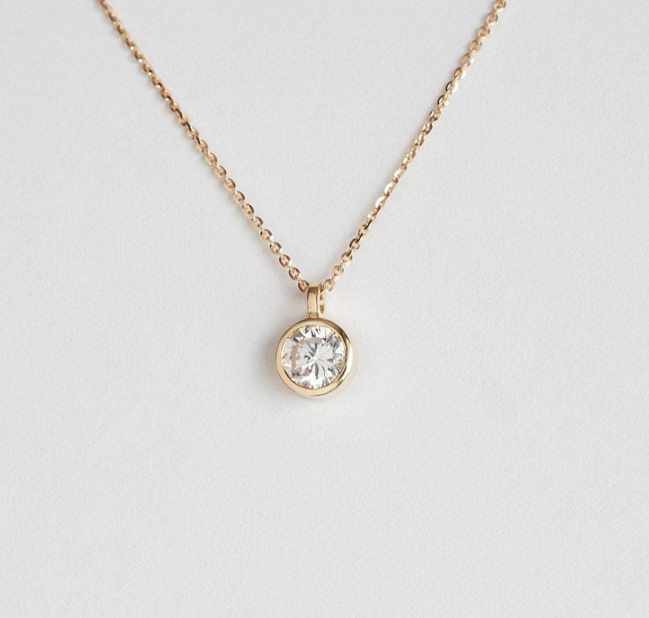 Round Diamond Necklace, Half Carat Diamond Diamond Solitaire Necklace, 14k Or 18k Solid Gold With 0.5 Carat Gia Diamond Necklace Round Diamond Necklace, Half Carat Diamond Diamond Solitaire Necklace, 14k Or 18k Solid Gold With 0.5 Carat Gia Diamond Necklace