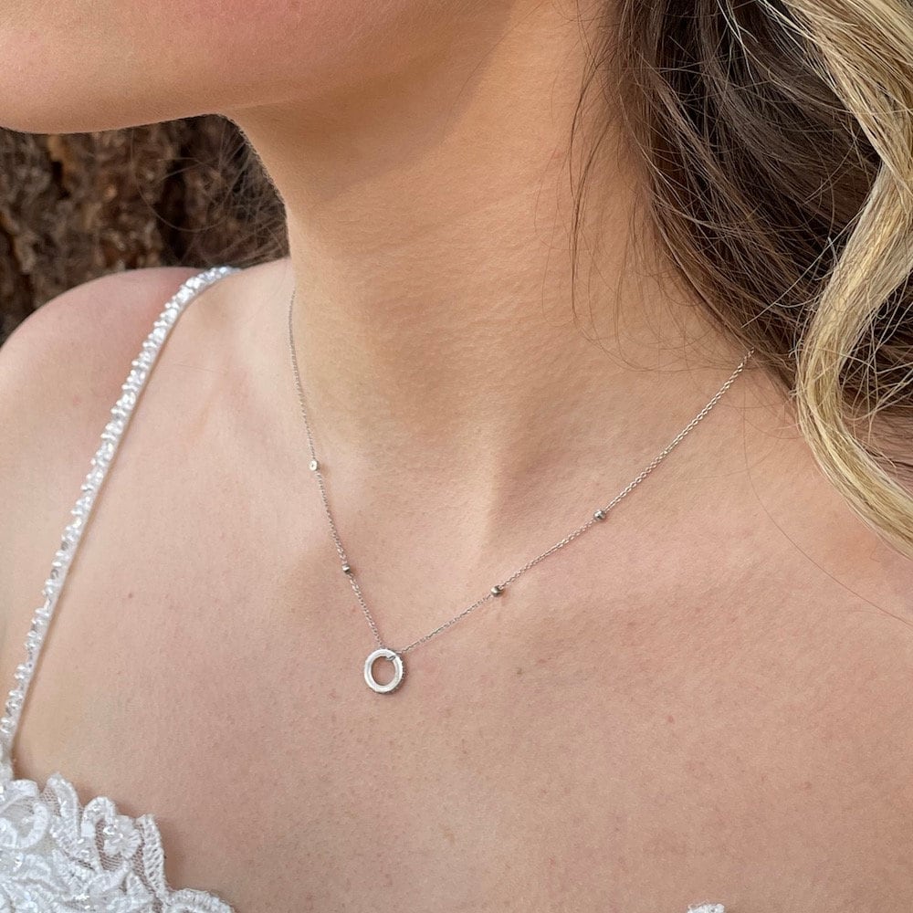 Round Diamond Hoop Necklace With Bezel Diamonds On The Chain, Lifetime Care Plan Included, Genuine Lab Grown Or Organic Diamonds Ls6630