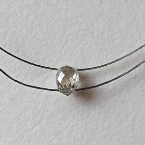 0.16Ct White Diamond Drop, Faceted Briolette Bead, Double Drill (4.1x2.4mm)
