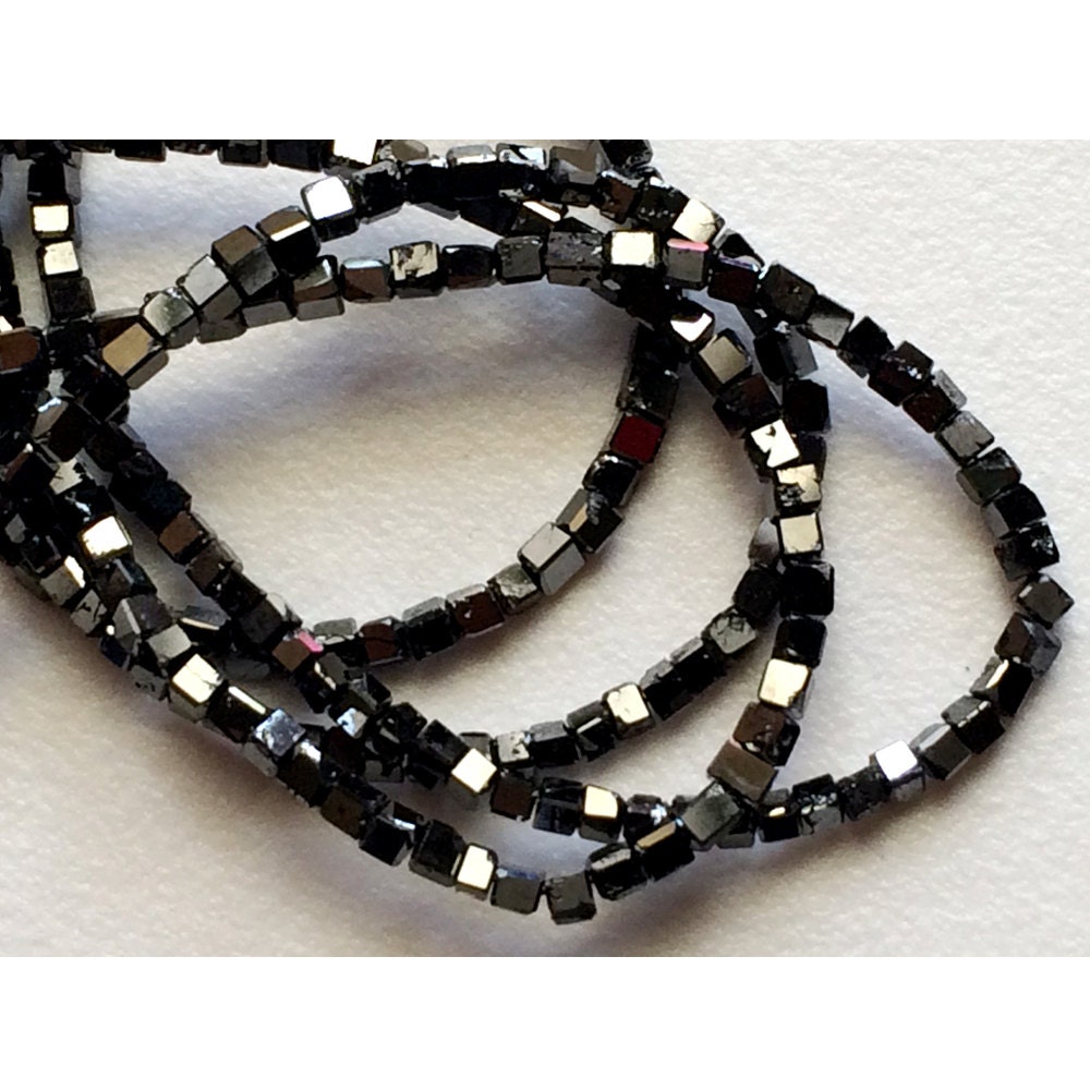 1.5mm To 2.5mm Black Sparkling Faceted Box Cubes Diamond Beads, Conflict Free Diamonds Box Beads For Jewelry (4in To 8in Options) 1.5mm To 2.5mm Black Sparkling Faceted Box Cubes Diamond Beads, Conflict Free Diamonds Box Beads For Jewelry (4in To 8in Options)