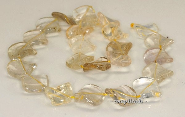 18mm Lemon Quartz Gemstone Twist Diamond Loose Beads 7.5 Inch Half Strand (90191340-b13-522)