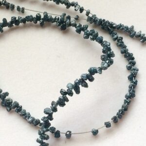 2-3mm Blue Rough Diamond Drops, Blue Raw Diamond Beads, Blue Diamond Drilled Briolettes For Jewelry, Blue Diamond Beads 3.5 Inch - Ds219