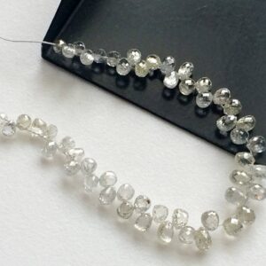 2.5x3-3x3.5mm Rare Clear White Diamond Briolette Beads, Natural Clear, Sparkling Faceted Tear Diamond Drops For Jewelry (2pcs To 10pcs)