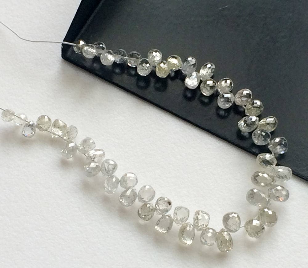 2.5x3-3x3.5mm Rare Clear White Diamond Briolette Beads, Natural Clear, Sparkling Faceted Tear Diamond Drops For Jewelry (2pcs To 10pcs)