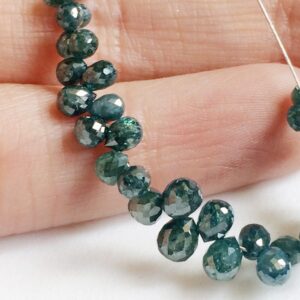 2x2.5mm-2x3mm Blue Diamond Faceted Briolette Beads, Natural Sparkling Rough Diamond Tear Drops, Diamond Drops For Jewelry (1pcs To 5pcs)