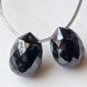 3.4x4.5mm Black Diamond Faceted Briolette Beads, 2 Pcs Matched Pair Drops, Natural Sparkling Rough Diamond Tear Drops, Raw Diamonds - Ppd651 3.4x4.5mm Black Diamond Faceted Briolette Beads, 2 Pcs Matched Pair Drops, Natural Sparkling Rough Diamond Tear Drops, Raw Diamonds - Ppd651