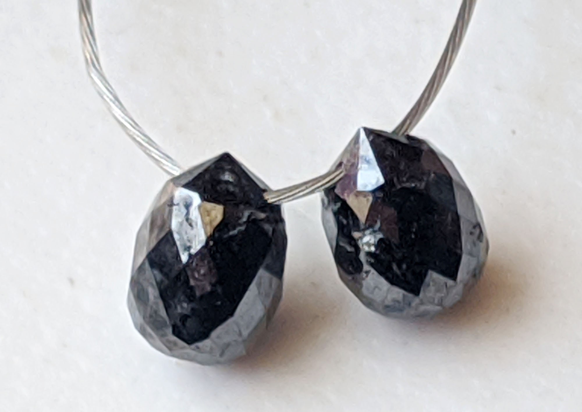 3.4x4.5mm Black Diamond Faceted Briolette Beads, 2 Pcs Matched Pair Drops, Natural Sparkling Rough Diamond Tear Drops, Raw Diamonds - Ppd651 3.4x4.5mm Black Diamond Faceted Briolette Beads, 2 Pcs Matched Pair Drops, Natural Sparkling Rough Diamond Tear Drops, Raw Diamonds - Ppd651