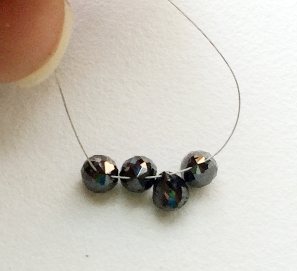 4-5mm Black Diamond Faceted Briolette Beads, 1pc Matched Pair Drops, Natural Sparkling Rough Diamond Tear Drops, Raw Diamonds For Jewelry 4-5mm Black Diamond Faceted Briolette Beads, 1pc Matched Pair Drops, Natural Sparkling Rough Diamond Tear Drops, Raw Diamonds For Jewelry