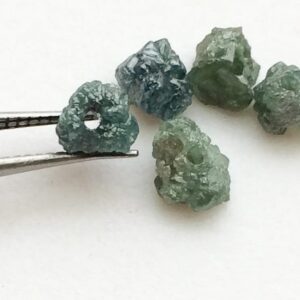 5-6mm Large Hole Bead, Blue Rough Diamond Beads, 1mm Drilled Blue Diamond Briolettes For Jewelry (1pc To 10pc Options) - Vicp1035