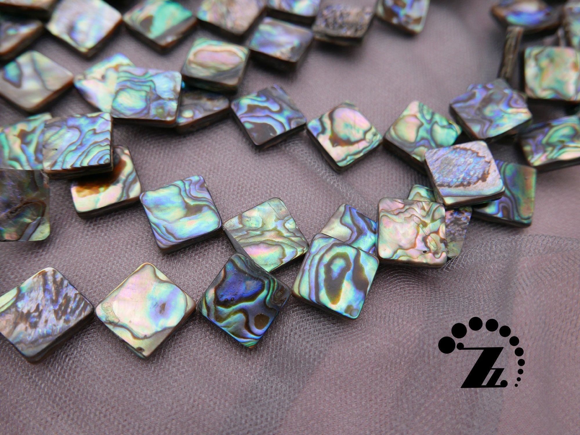 Abalone Shell Smooth Flat Diamond Beads,diagonal Square,no Plastic Interlayer,14mm,hole Size 1mm,15" Full Strand