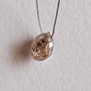 Champagne Diamond Briolette Drop, Faceted Teardrop Bead (4.3x2.8mm)