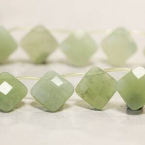 L/ New Jade 16x16mm Diamond Briolette Beads 16" Strand Natural nephrite gemstone For Jewelry Making