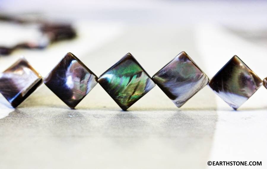 M/ Brown Mother Of Pearl 12x12mm Square Diamond 15" Strand Dyed Shell Beads For Jewelry Making