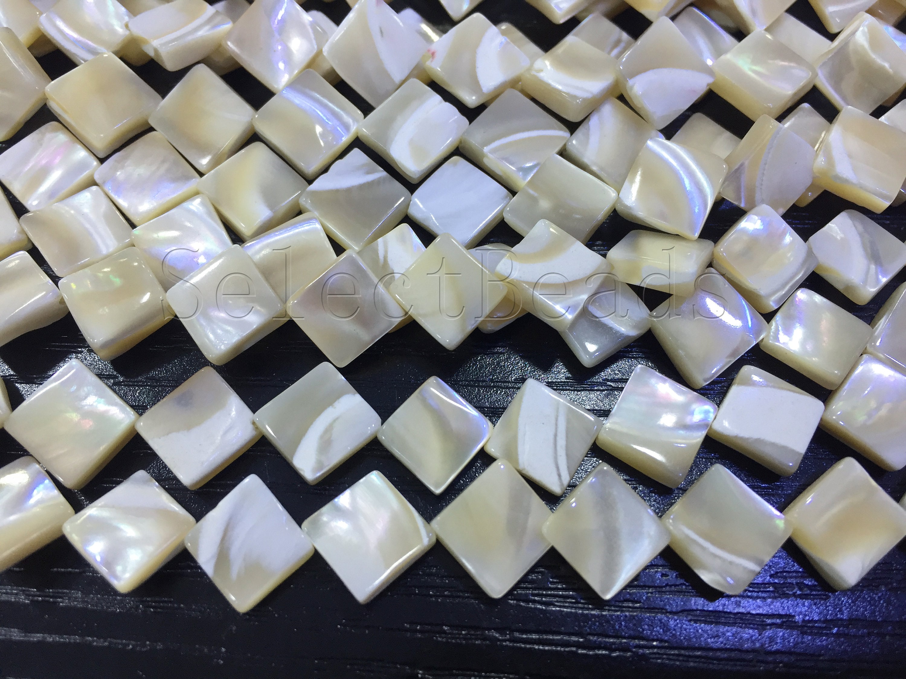 Shell Diamond Beads - Mop Square Beads - Brown Sea Shell Jewelry Material - 8mm 12mm Square Beads - Beading Supplies -15inch