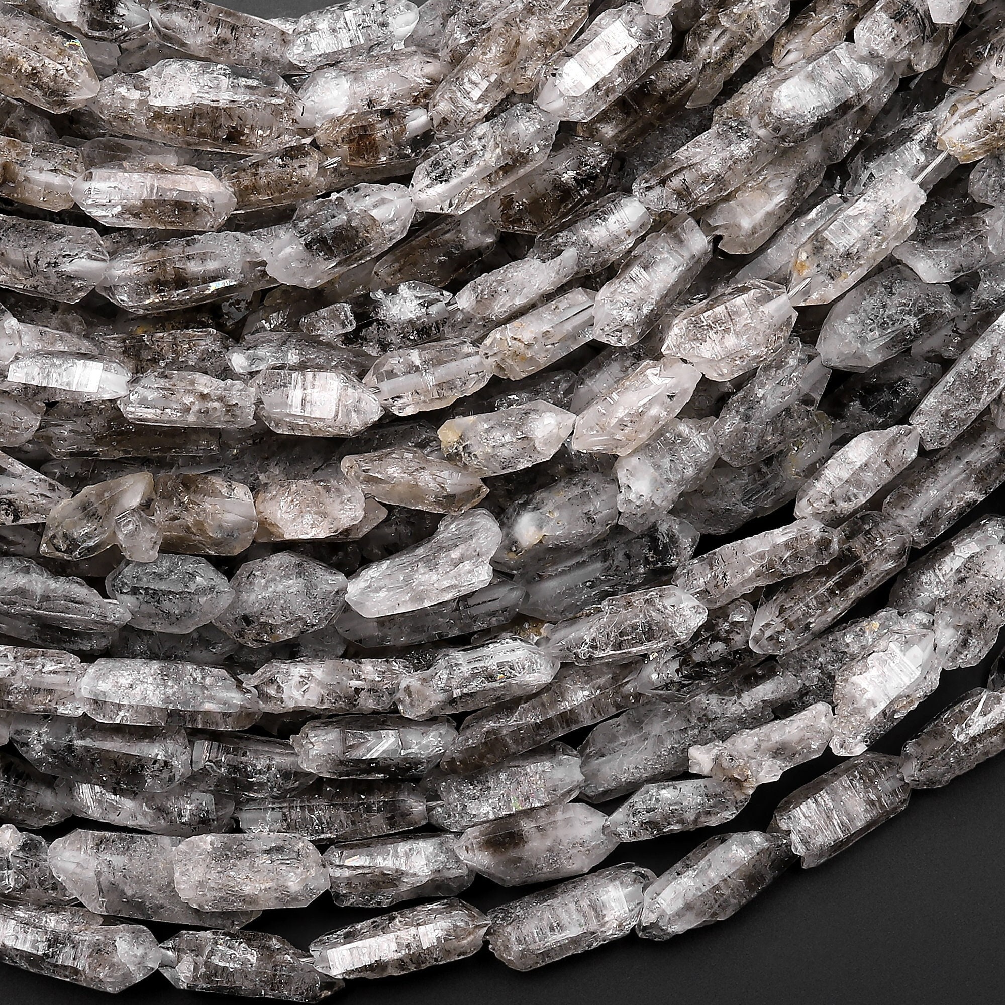 Uv Reactive Rare Ancient Natural Smoky Enhydro Petroleum Diamond Quartz Beads Real Natural Crystal Gemstone From Pakistan 15.5" Strand Uv Reactive Rare Ancient Natural Smoky Enhydro Petroleum Diamond Quartz Beads Real Natural Crystal Gemstone From Pakistan 15.5" Strand