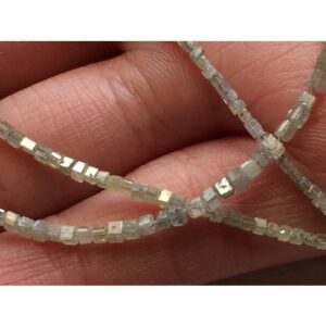 White Grey Diamond Box Beads, Sparkling Faceted Cube (4in-16in Option)