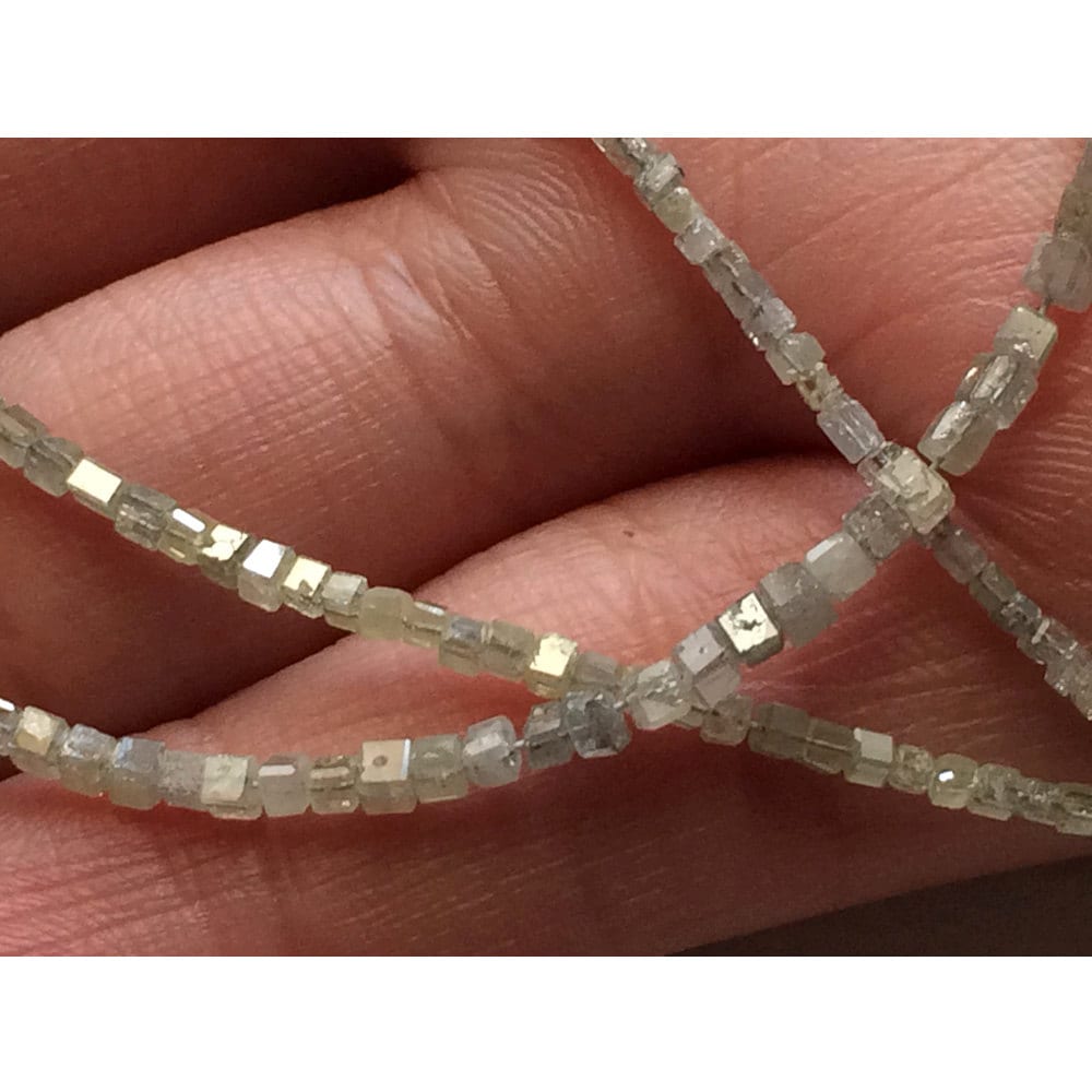 White Grey Diamond Box Beads, Sparkling Faceted Cube (4in-16in Option)
