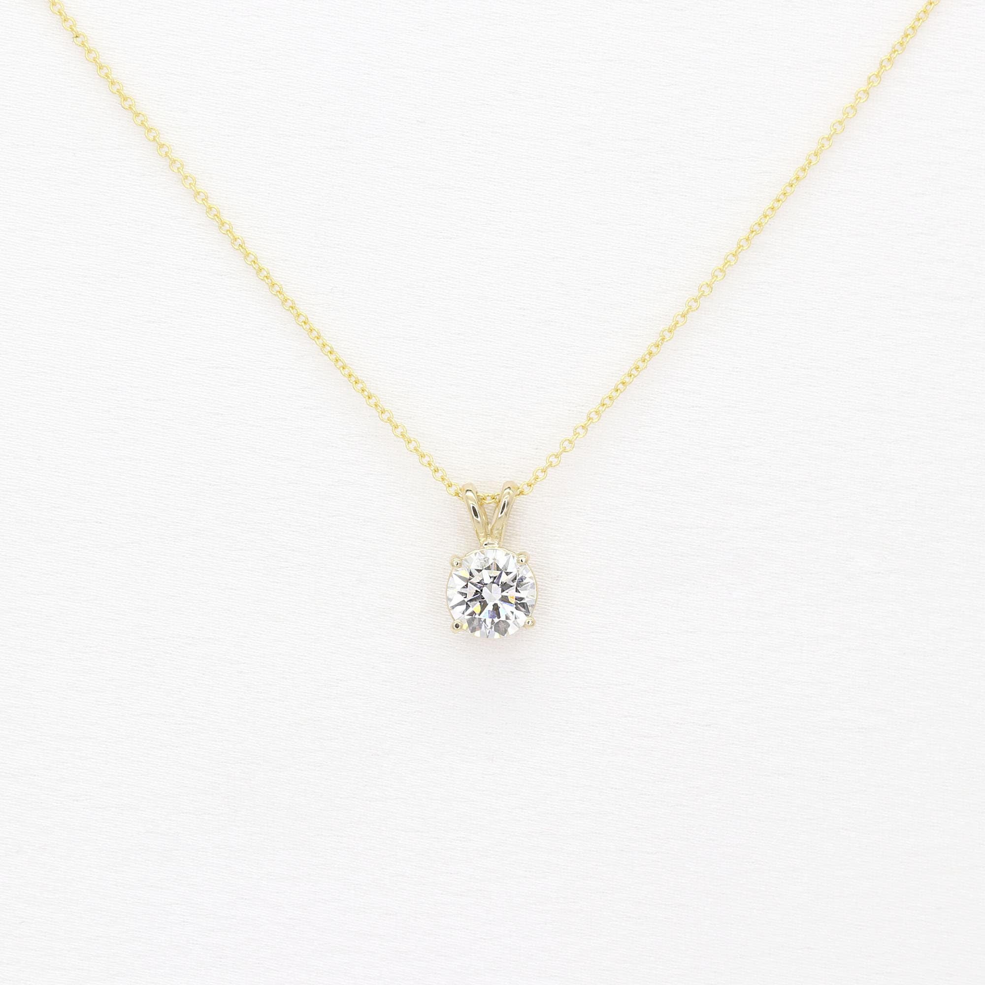 1.0ct Igi Certified Lab Grown Diamond Solitaire Necklace, 14k Solid Gold Sliding Charm Pendant