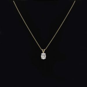 1.0ct Oval Lab Grown Diamond Necklace: 14k Solid Gold Solitaire. Wedding Charm Pendant. Promise Necklace