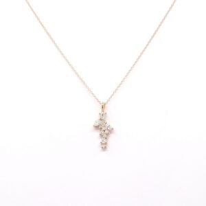 14k Gold Diamond Cluster Necklace: Handmade Delicate Pendant