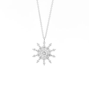 14k Gold Diamond Snowflake Necklace: Handmade Pendant (0.83 Ct)
