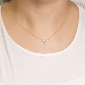 14k Gold Diamond Triangle Necklace: 0.48 Ct Handmade Pendant