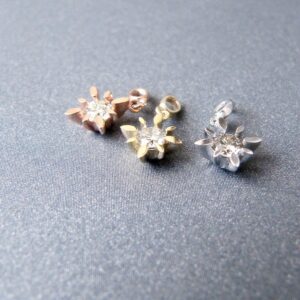 14k Gold Diamond Wind Rose Charm • 6mm wide Star • Yellow / Rose / White Gold • Small yet Hefty Pendant • Natural real diamond