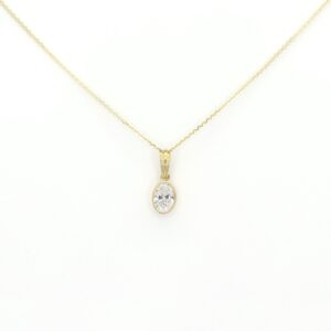 14k Solid Gold 0.55ct Lab Grown Diamond Necklace Charm /gold Solitaire Bezel Set Pendant / Oval Cut Lab Diamond