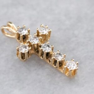 14K Yellow Gold Marquise Diamond Halo Pendant, 0.56 Carat