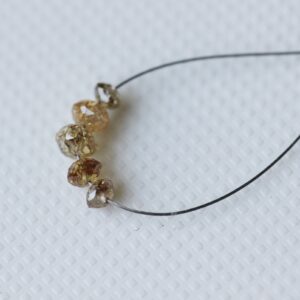 2-2.5mm Yellow / Orange Diamond Beads, 0.51 Cts Rare Faceted Diamond Rondelle Bead For Chain, Necklace, Pendant, Loose Diamonds 5 Pcs