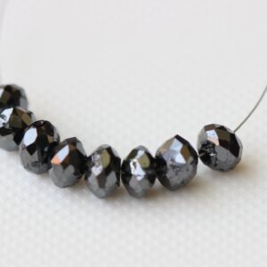 Black Diamond Beads Faceted Diamond Rondelle Bead For Chain, Necklace, Pendant, Black Loose Diamonds 4-4.5mm (1pc To 2pc Options) - Pdd500